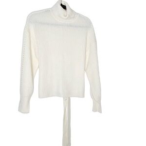 PINK Lily cream colored turtleneck sweater with back tie. Size S